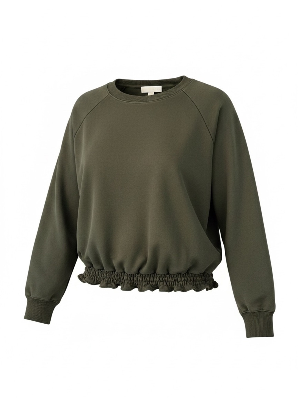 Michael Kors olive Green Sweatshirt w/ gathered waist cozy cottagecore flannel M